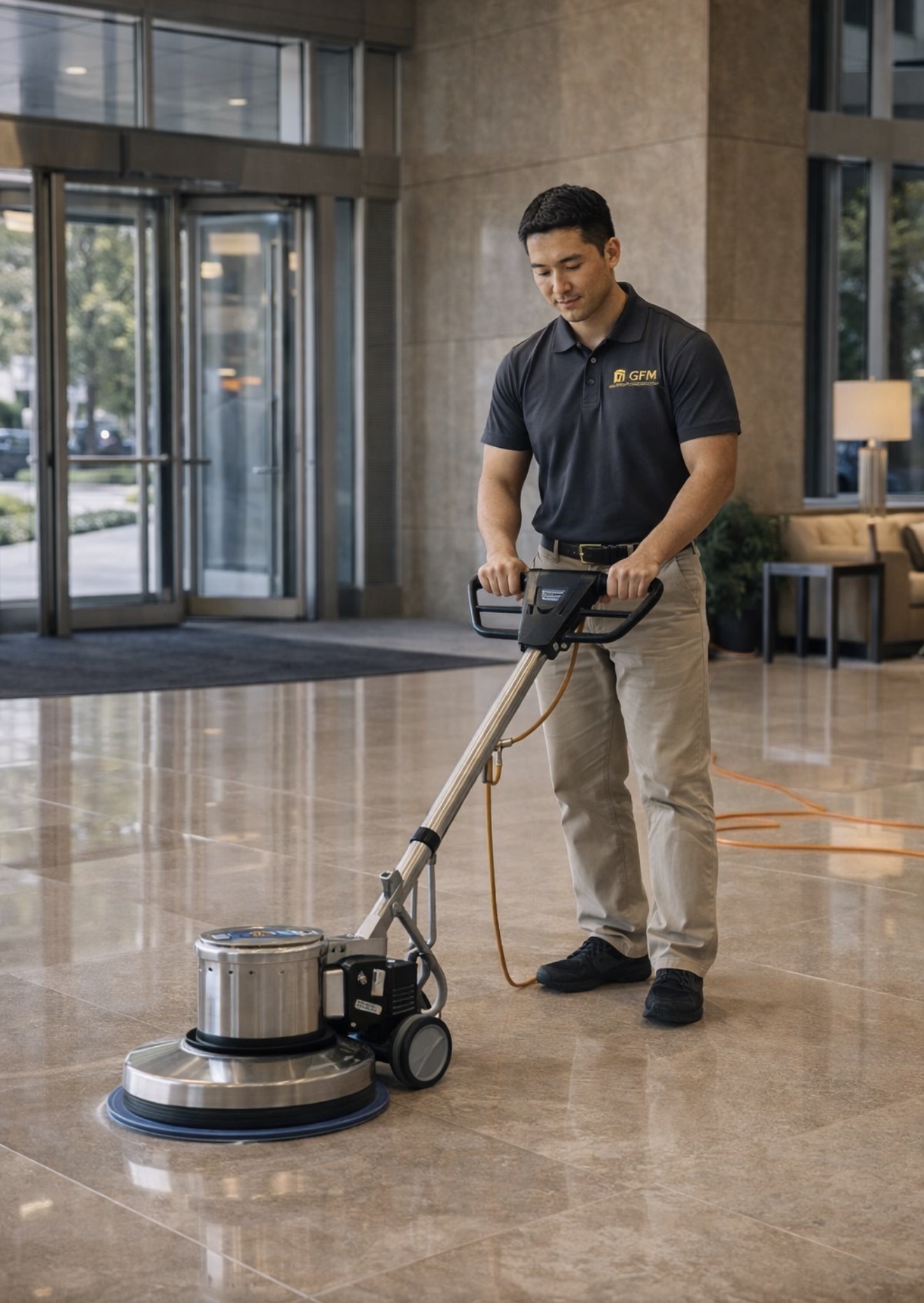 GFM Building Services team and commercial cleaning work